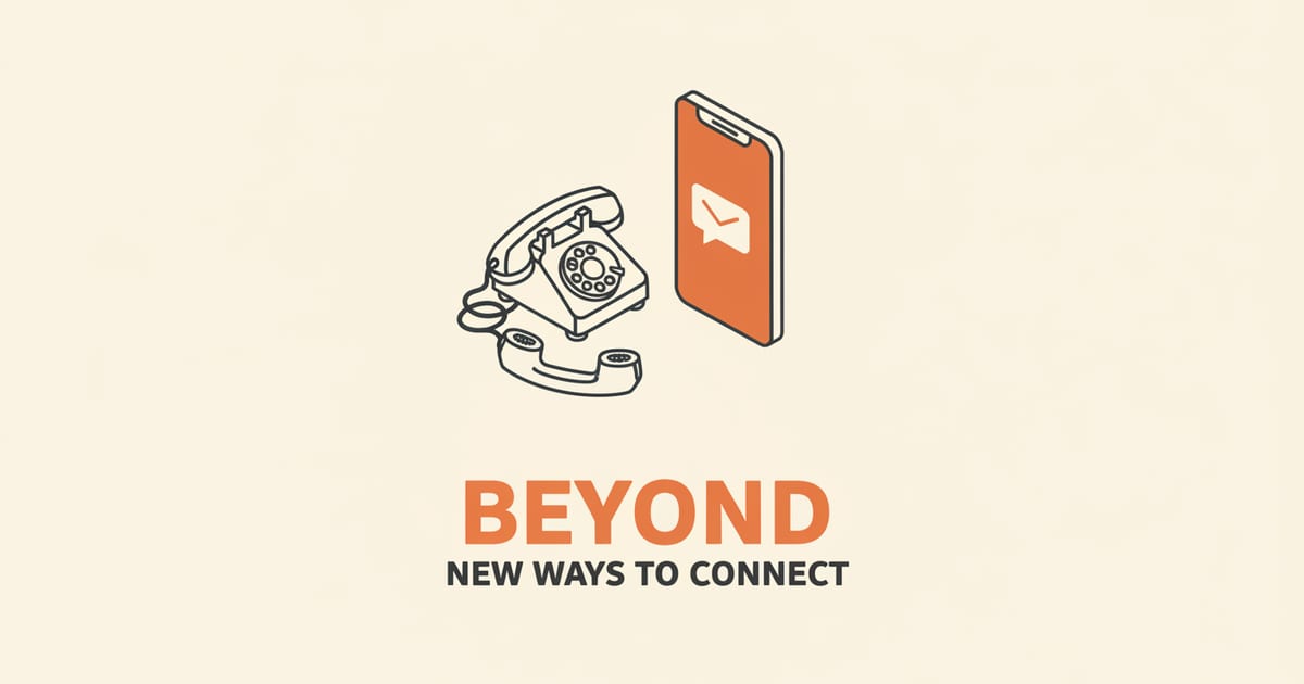 Flat orange and charcoal illustration on a warm cream background, showing marketing & growth icons either side of a short headline