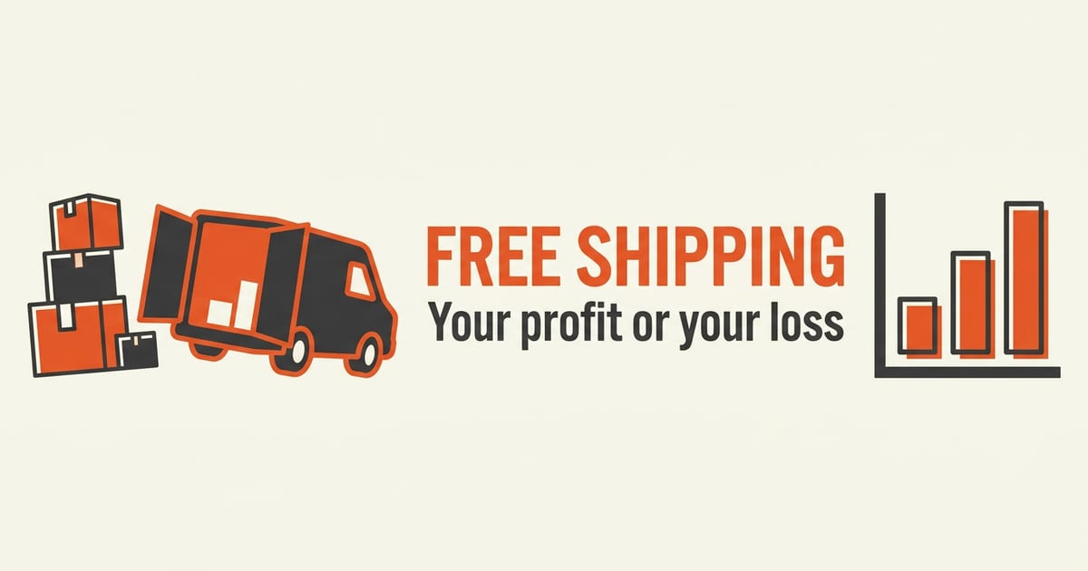 Flat orange and charcoal illustration on a warm cream background, showing sales & conversion icons either side of a short headline