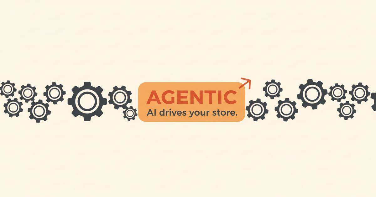 Flat orange and charcoal illustration on a warm cream background, showing marketing & growth icons either side of a short headline