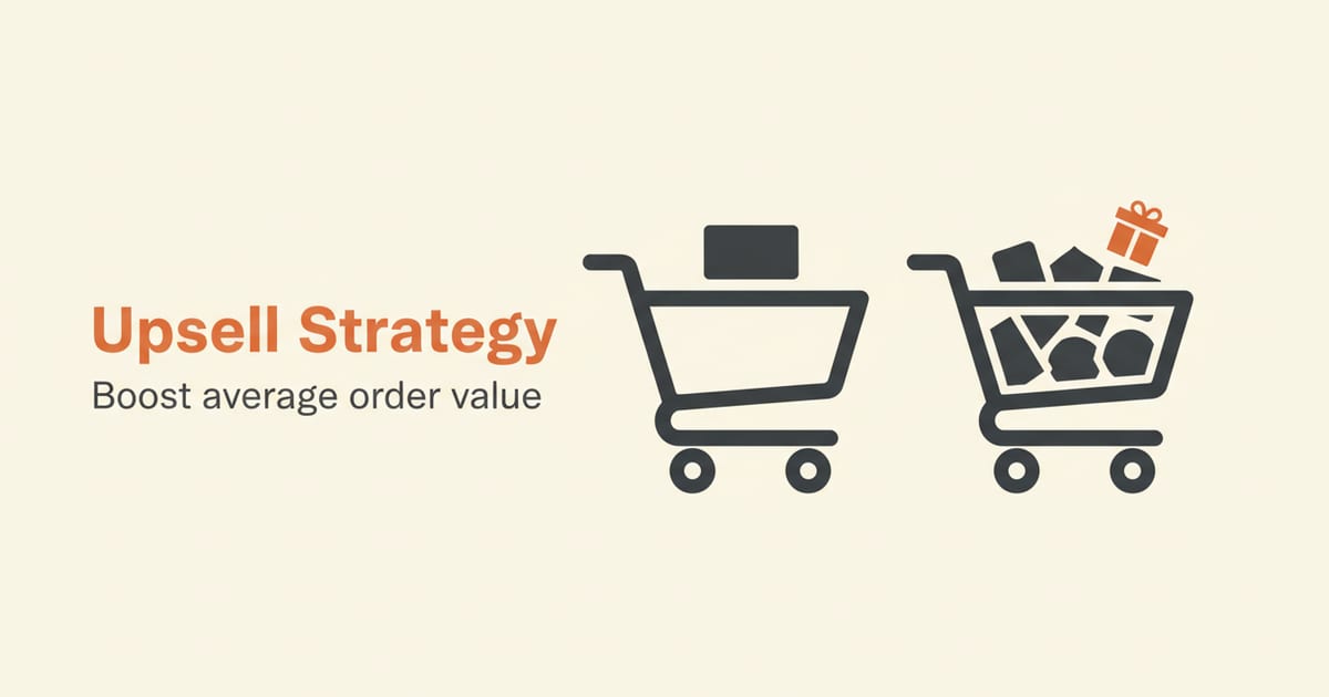 Flat orange and charcoal illustration on a warm cream background, showing sales & conversion icons either side of a short headline