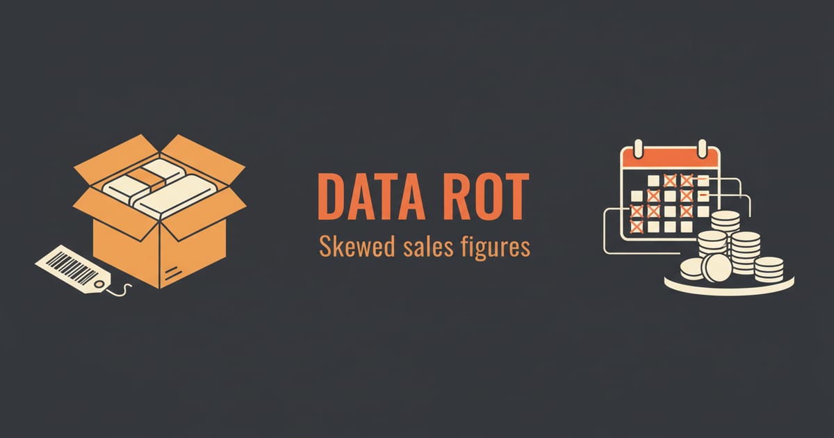 Flat orange and charcoal illustration on a warm cream background, showing shopify operations icons either side of a short headline