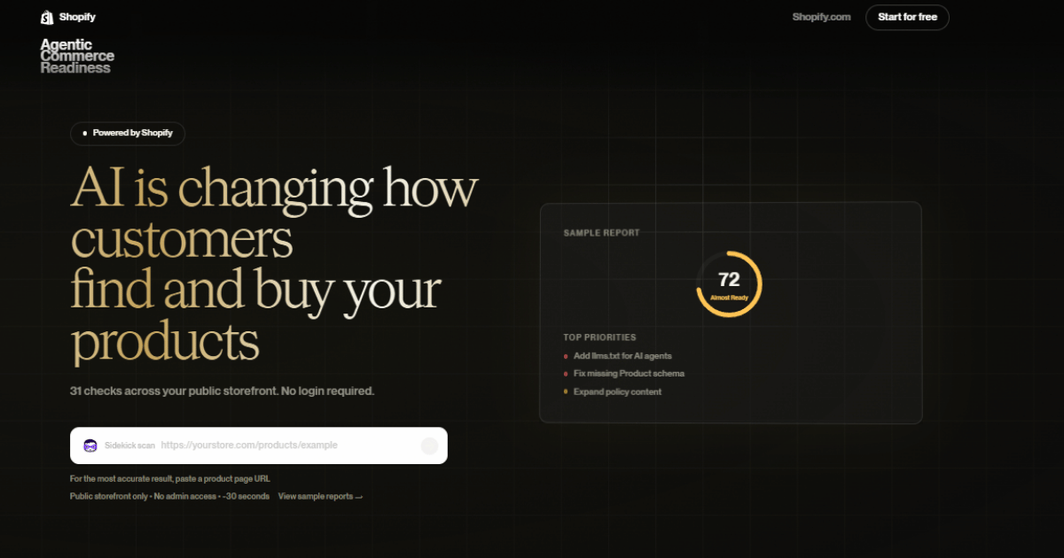 Shopify's Agentic Commerce Readiness Tool: What It Checks, Why Stores Are Failing, and What to Fix First